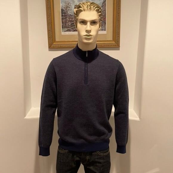 Toscano 1/4 Zip Men’s Sweater Shirt Blue Size M Brand New With Tag